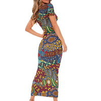 Traditional African Animal Skins Pattern Short Sleeve Bodycon Dress - Wonder Print Shop