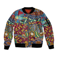 Traditional African Animal Skins Pattern Sleeve Zip Bomber Jacket - Wonder Print Shop