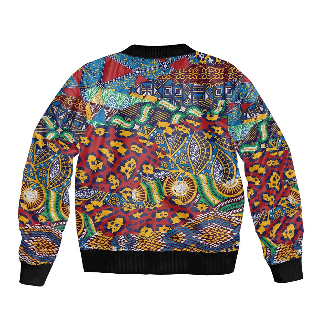 Traditional African Animal Skins Pattern Sleeve Zip Bomber Jacket - Wonder Print Shop