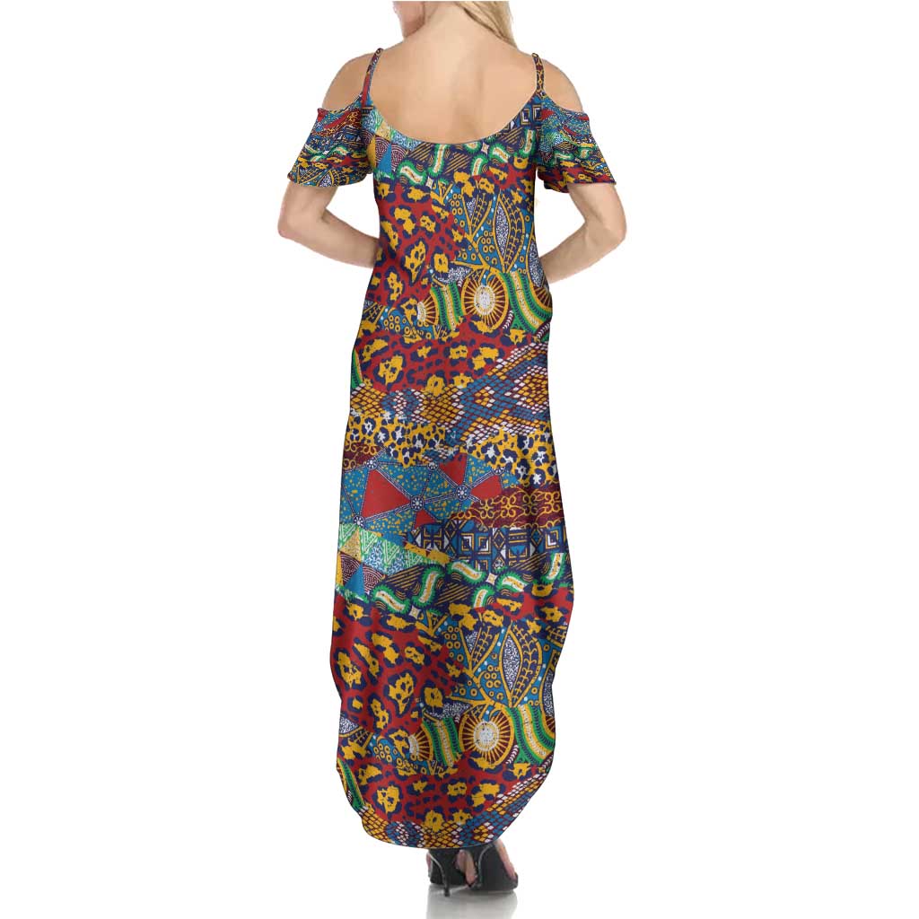 Traditional African Animal Skins Pattern Summer Maxi Dress - Wonder Print Shop