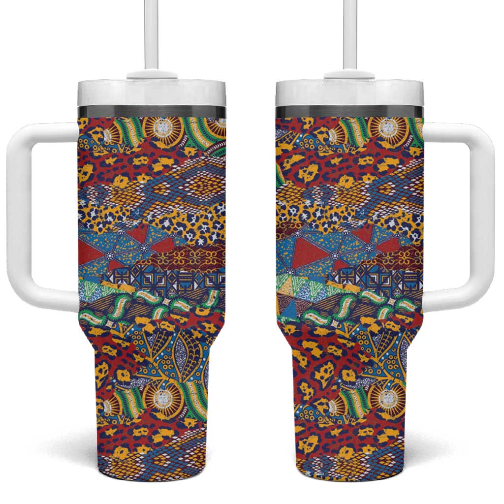 Traditional African Animal Skins Pattern Tumbler With Handle - Wonder Print Shop