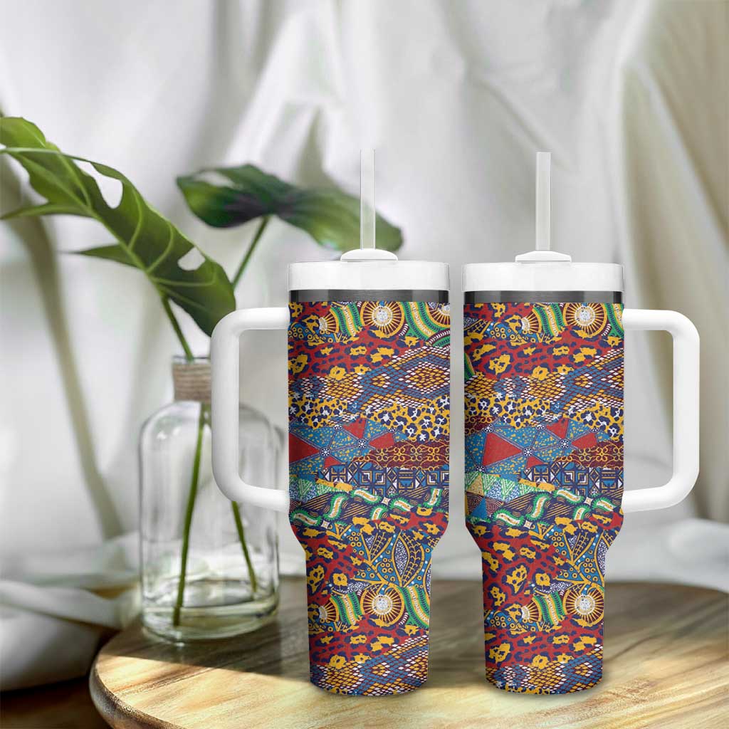 Traditional African Animal Skins Pattern Tumbler With Handle - Wonder Print Shop