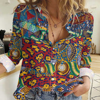 Traditional African Animal Skins Pattern Women Casual Shirt - Wonder Print Shop