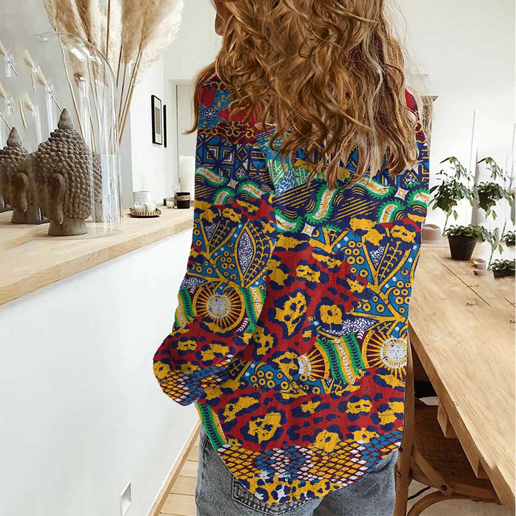 Traditional African Animal Skins Pattern Women Casual Shirt - Wonder Print Shop