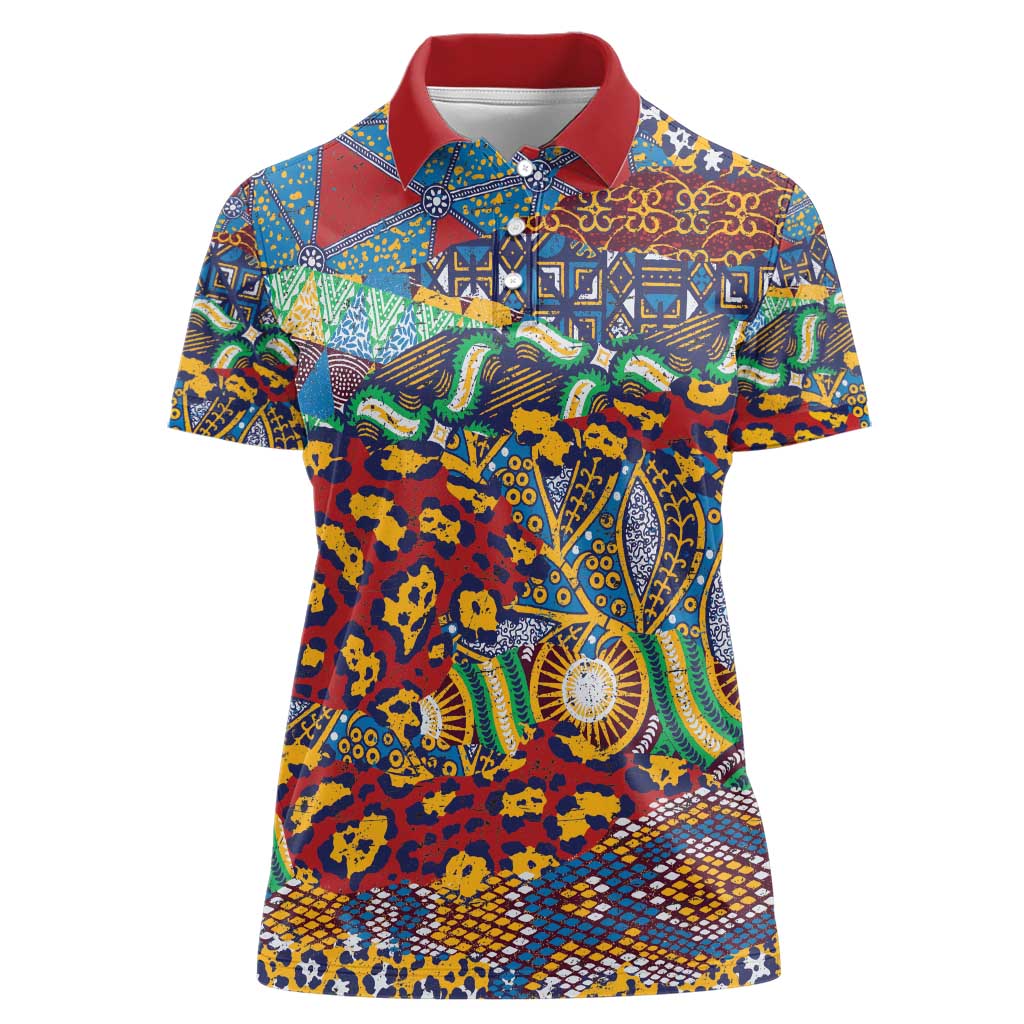Traditional African Animal Skins Pattern Women Polo Shirt - Wonder Print Shop