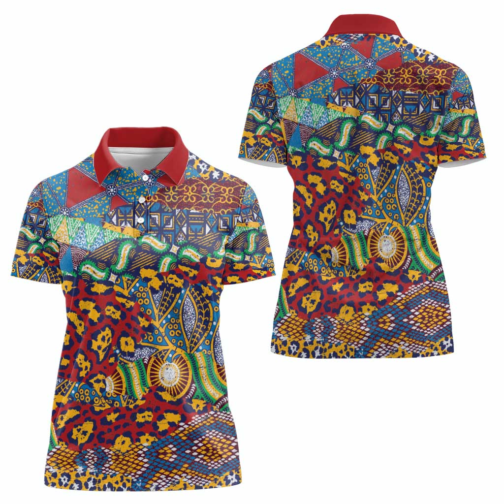 Traditional African Animal Skins Pattern Women Polo Shirt - Wonder Print Shop
