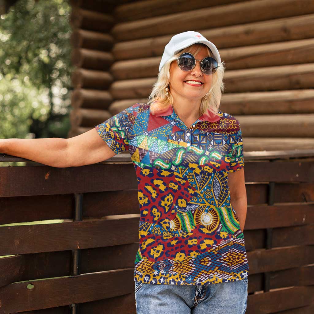 Traditional African Animal Skins Pattern Women Polo Shirt - Wonder Print Shop