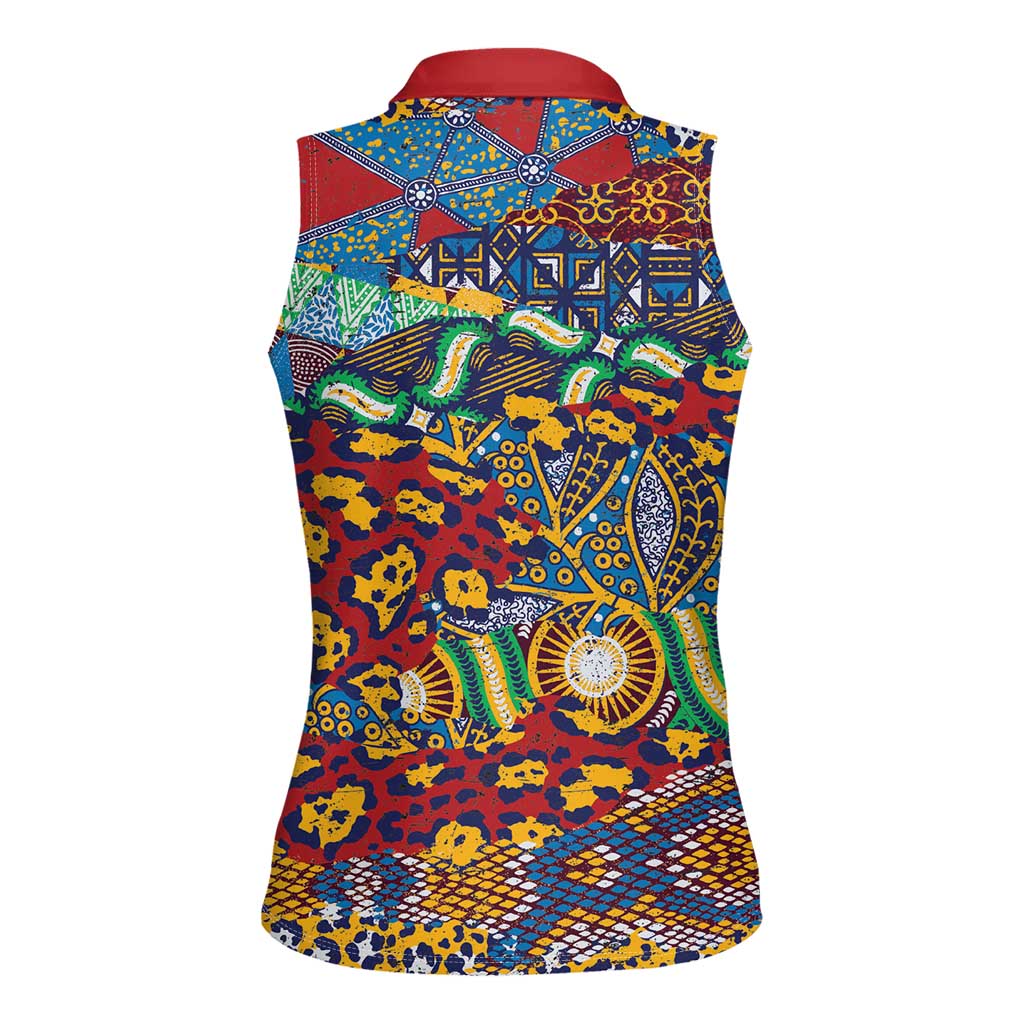 Traditional African Animal Skins Pattern Women Sleeveless Polo Shirt - Wonder Print Shop
