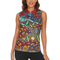 Traditional African Animal Skins Pattern Women Sleeveless Polo Shirt - Wonder Print Shop
