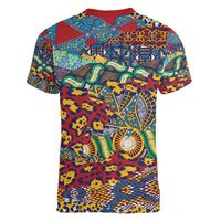 Traditional African Animal Skins Pattern Women V-Neck T-Shirt - Wonder Print Shop
