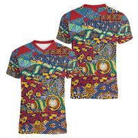 Traditional African Animal Skins Pattern Women V-Neck T-Shirt - Wonder Print Shop