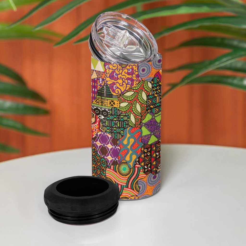 Traditional Ethnic African Vintage Motifs 4 in 1 Can Cooler Tumbler LT9 - Wonder Print Shop