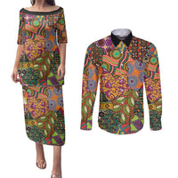 Traditional Ethnic African Vintage Motifs Couples Matching Puletasi and Long Sleeve Button Shirt LT9 - Wonder Print Shop