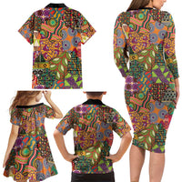 Traditional Ethnic African Vintage Motifs Family Matching Long Sleeve Bodycon Dress and Hawaiian Shirt LT9 - Wonder Print Shop