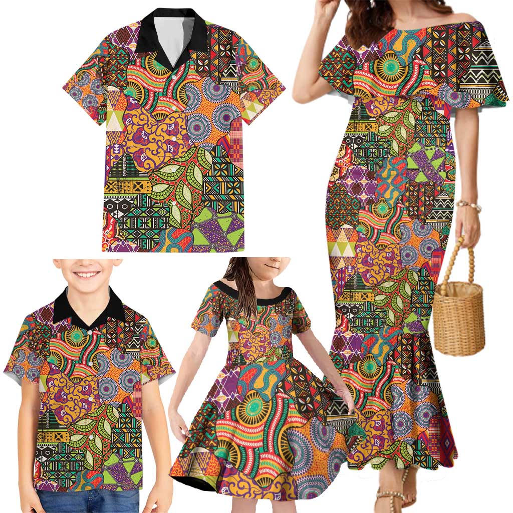 Traditional Ethnic African Vintage Motifs Family Matching Mermaid Dress and Hawaiian Shirt LT9 - Wonder Print Shop