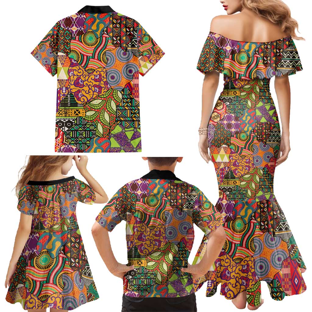 Traditional Ethnic African Vintage Motifs Family Matching Mermaid Dress and Hawaiian Shirt LT9 - Wonder Print Shop