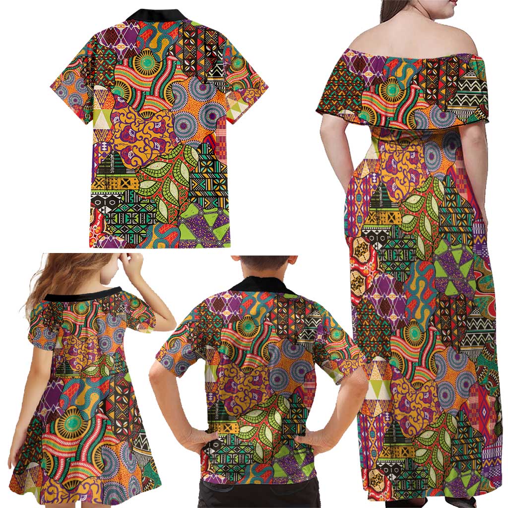 Traditional Ethnic African Vintage Motifs Family Matching Off Shoulder Maxi Dress and Hawaiian Shirt LT9 - Wonder Print Shop