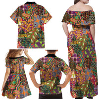 Traditional Ethnic African Vintage Motifs Family Matching Off Shoulder Maxi Dress and Hawaiian Shirt LT9 - Wonder Print Shop
