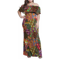 Traditional Ethnic African Vintage Motifs Family Matching Off Shoulder Maxi Dress and Hawaiian Shirt LT9 - Wonder Print Shop