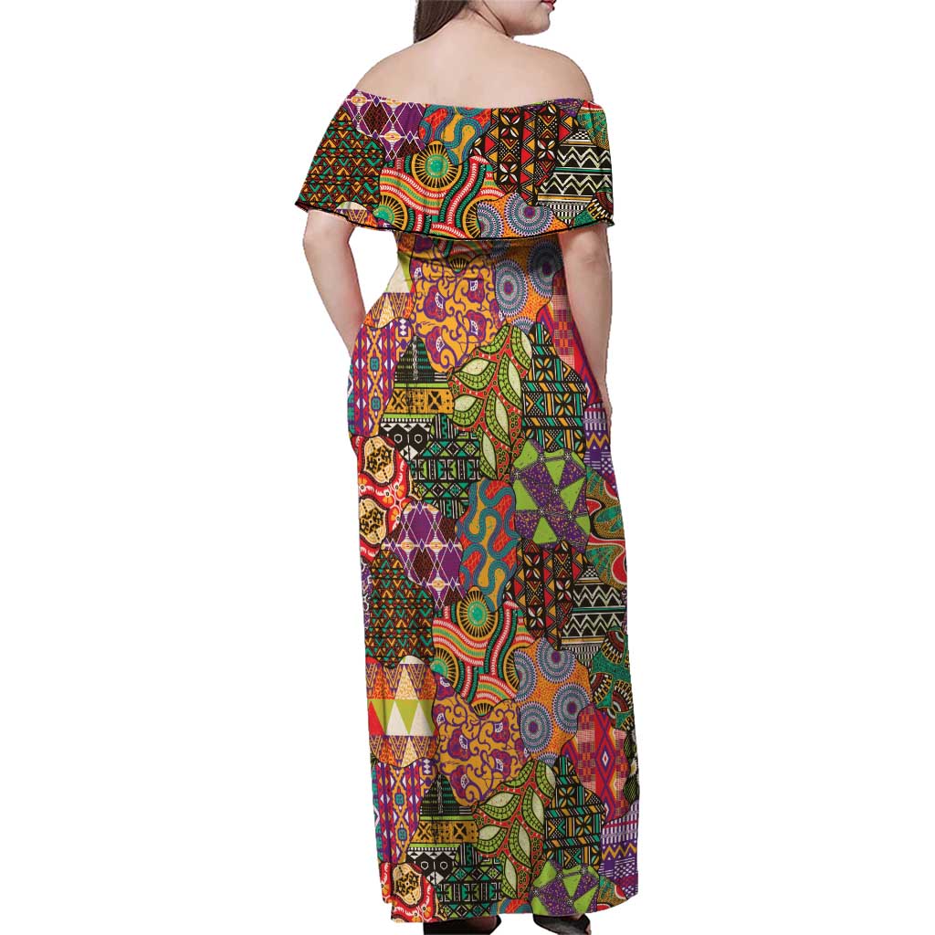 Traditional Ethnic African Vintage Motifs Family Matching Off Shoulder Maxi Dress and Hawaiian Shirt LT9 - Wonder Print Shop