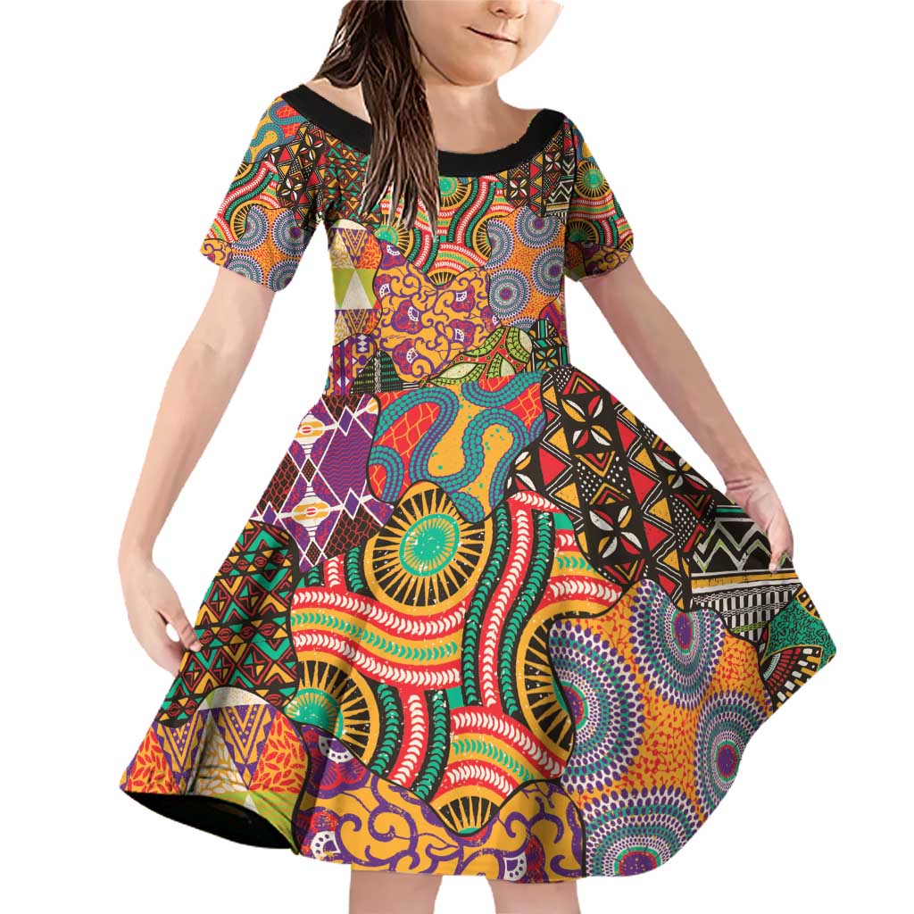 Traditional Ethnic African Vintage Motifs Family Matching Off Shoulder Short Dress and Hawaiian Shirt LT9 - Wonder Print Shop