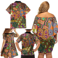 Traditional Ethnic African Vintage Motifs Family Matching Off Shoulder Short Dress and Hawaiian Shirt LT9 - Wonder Print Shop