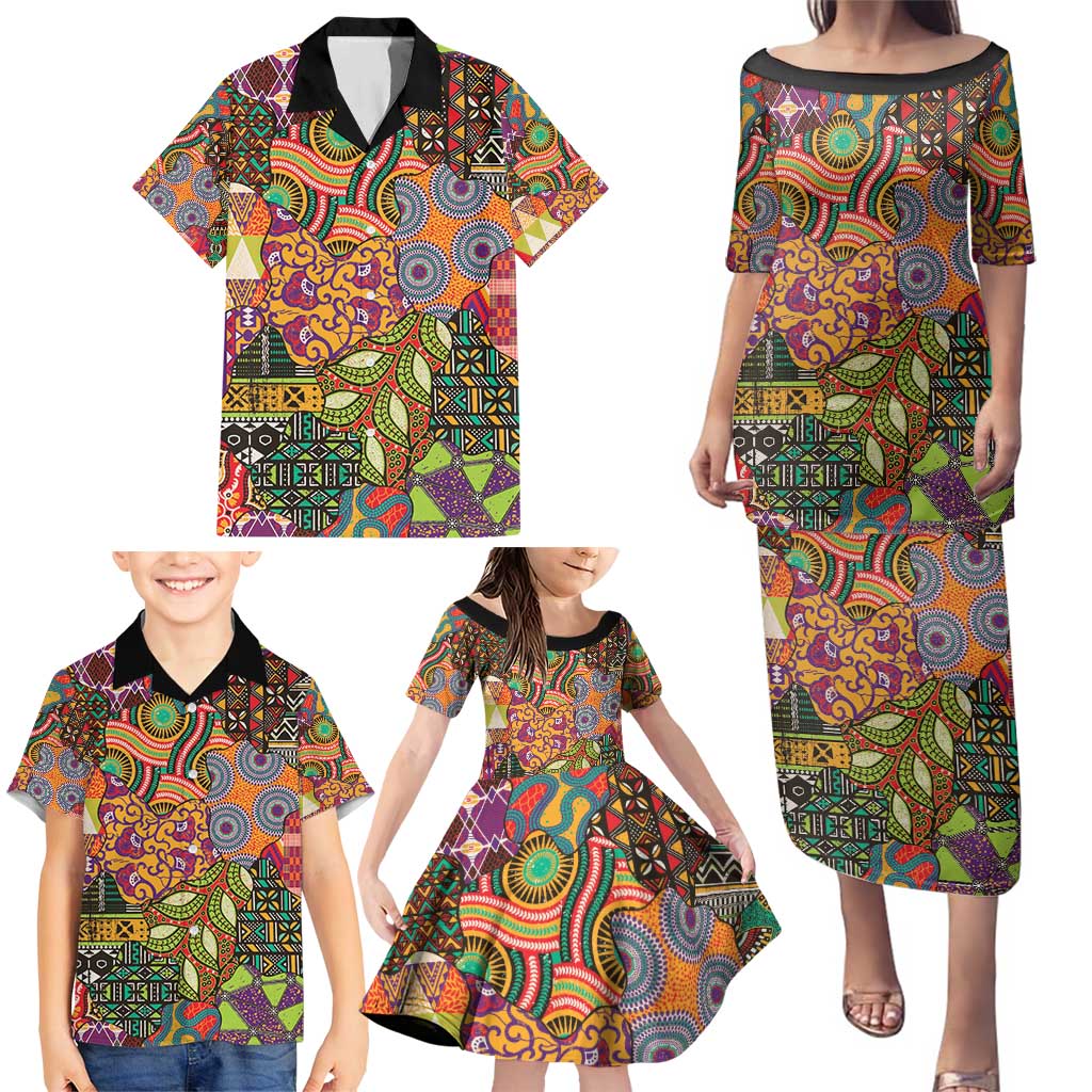 Traditional Ethnic African Vintage Motifs Family Matching Puletasi and Hawaiian Shirt - Wonder Print Shop