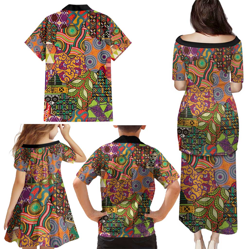 Traditional Ethnic African Vintage Motifs Family Matching Puletasi and Hawaiian Shirt - Wonder Print Shop