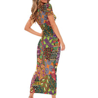 Traditional Ethnic African Vintage Motifs Family Matching Short Sleeve Bodycon Dress and Hawaiian Shirt - Wonder Print Shop