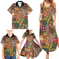 Traditional Ethnic African Vintage Motifs Family Matching Summer Maxi Dress and Hawaiian Shirt - Wonder Print Shop