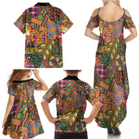 Traditional Ethnic African Vintage Motifs Family Matching Summer Maxi Dress and Hawaiian Shirt - Wonder Print Shop