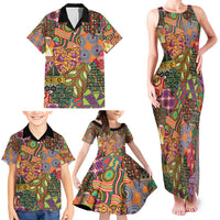 Traditional Ethnic African Vintage Motifs Family Matching Tank Maxi Dress and Hawaiian Shirt - Wonder Print Shop