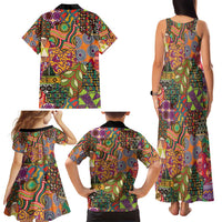 Traditional Ethnic African Vintage Motifs Family Matching Tank Maxi Dress and Hawaiian Shirt - Wonder Print Shop
