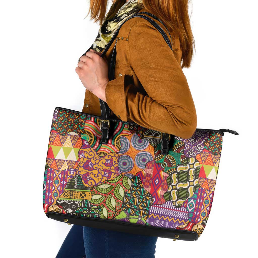 Traditional Ethnic African Vintage Motifs Leather Tote Bag - Wonder Print Shop