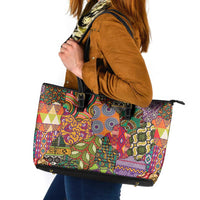 Traditional Ethnic African Vintage Motifs Leather Tote Bag - Wonder Print Shop
