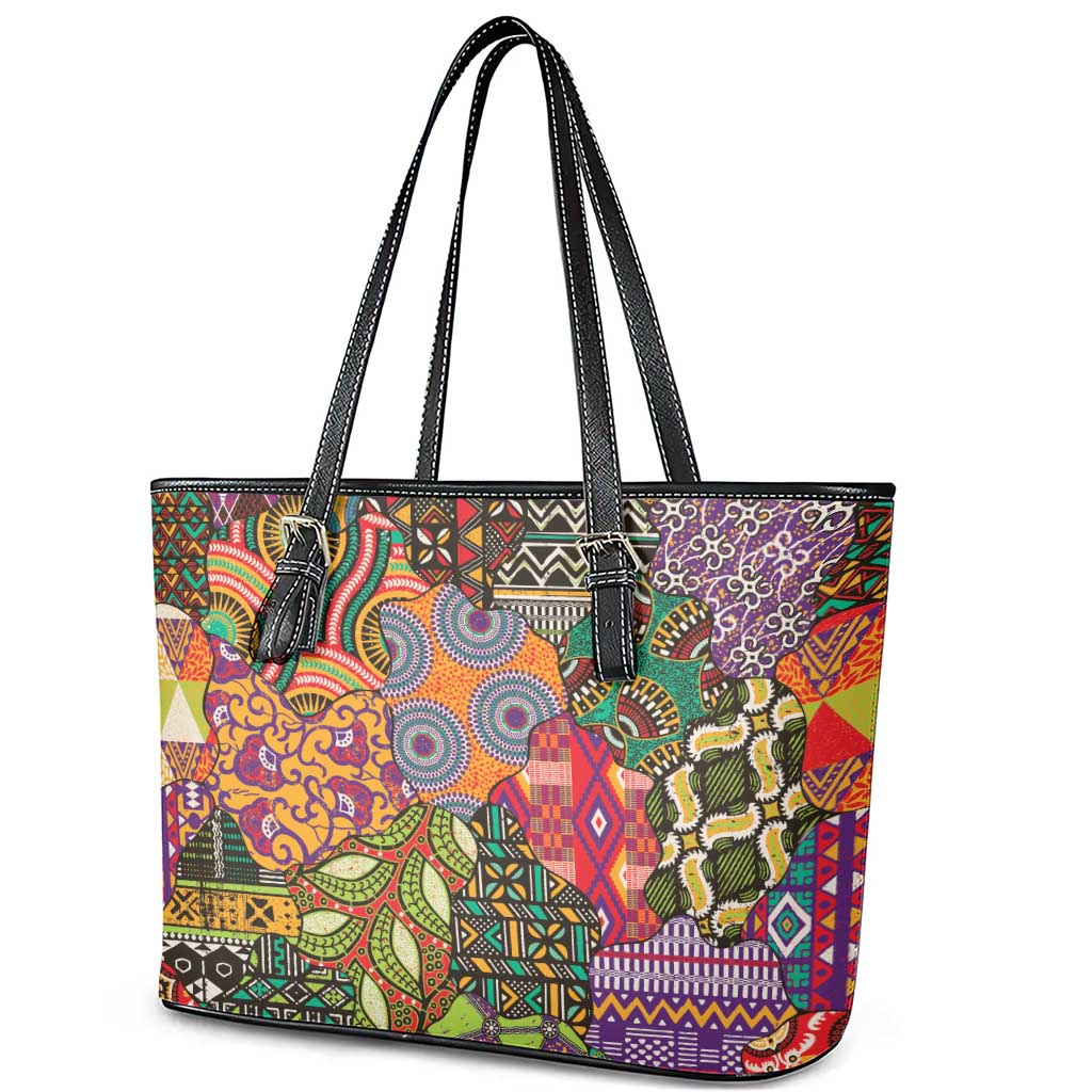 Traditional Ethnic African Vintage Motifs Leather Tote Bag - Wonder Print Shop