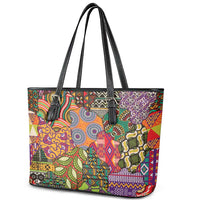 Traditional Ethnic African Vintage Motifs Leather Tote Bag - Wonder Print Shop