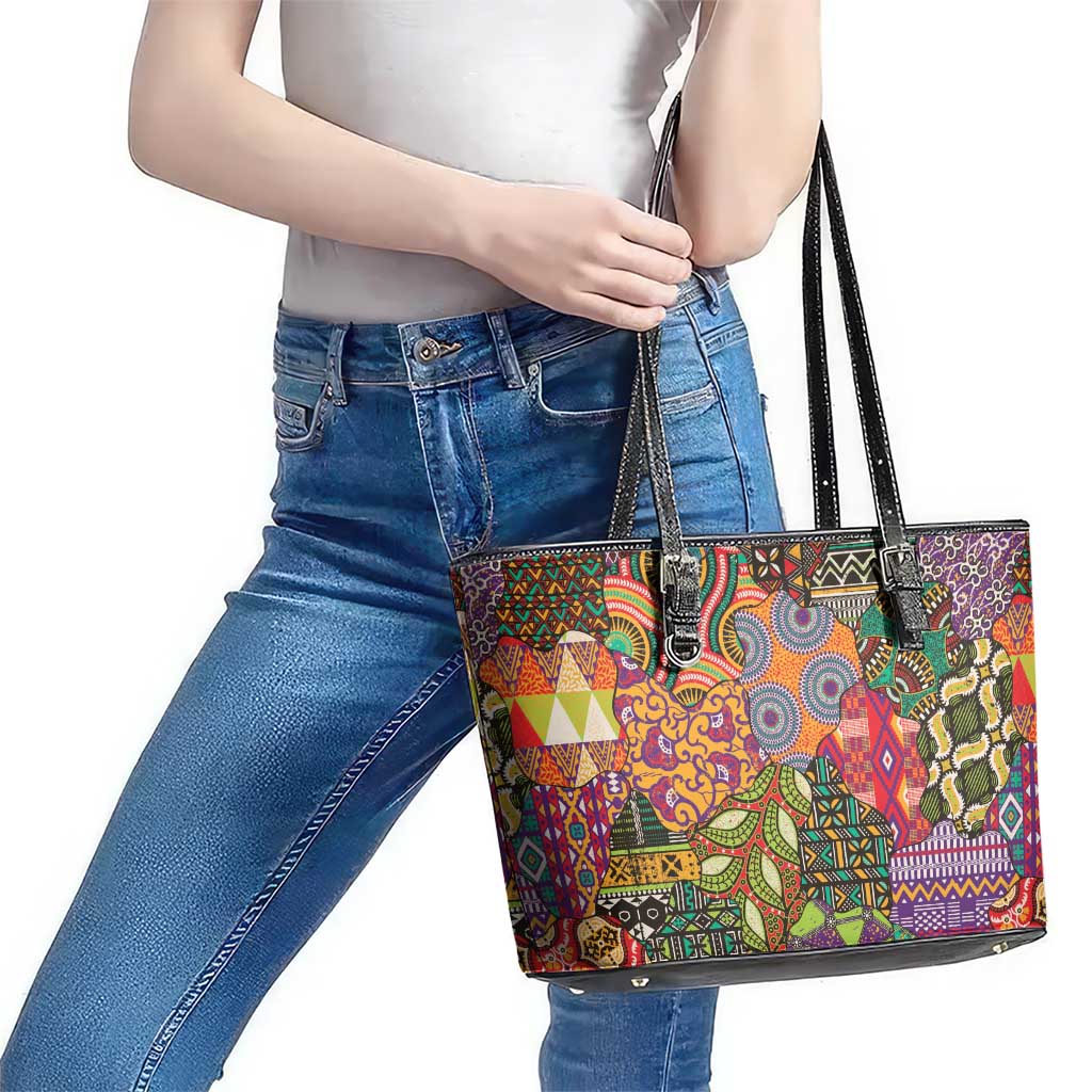 Traditional Ethnic African Vintage Motifs Leather Tote Bag - Wonder Print Shop