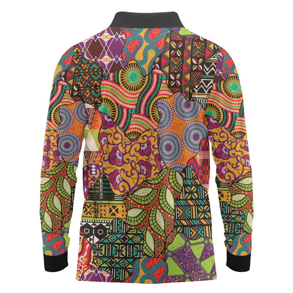 Traditional Ethnic African Vintage Motifs Long Sleeve Polo Shirt - Wonder Print Shop