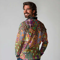Traditional Ethnic African Vintage Motifs Long Sleeve Polo Shirt - Wonder Print Shop
