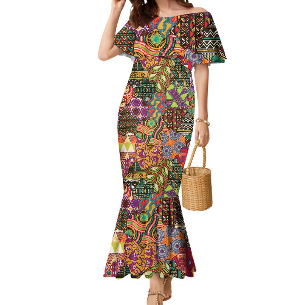 Traditional Ethnic African Vintage Motifs Mermaid Dress - Wonder Print Shop