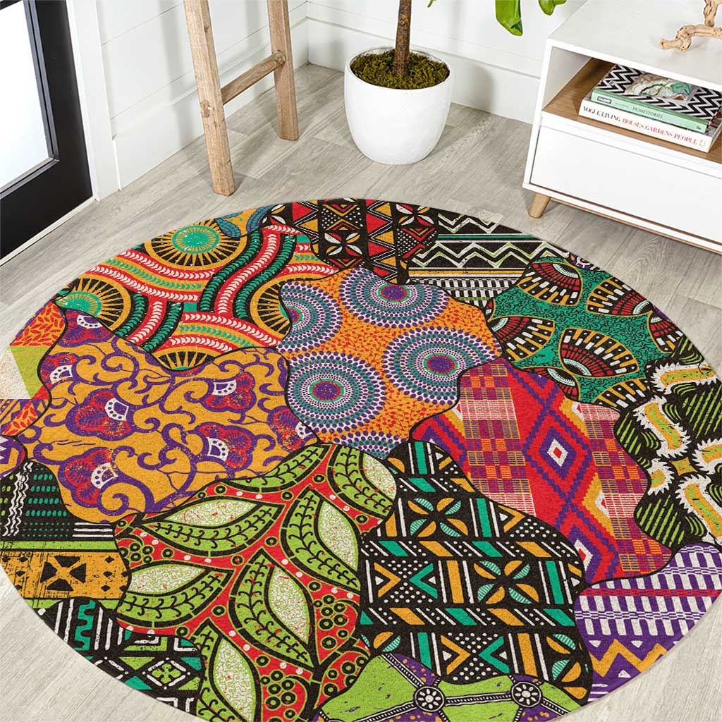 Traditional Ethnic African Vintage Motifs Round Carpet