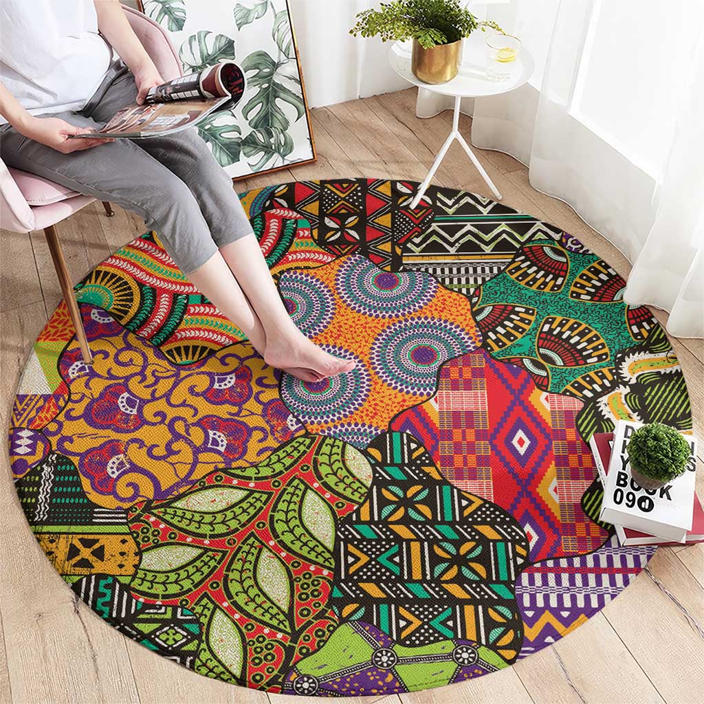 Traditional Ethnic African Vintage Motifs Round Carpet