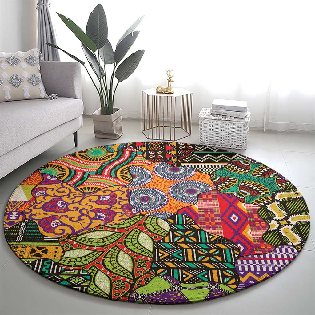 Traditional Ethnic African Vintage Motifs Round Carpet
