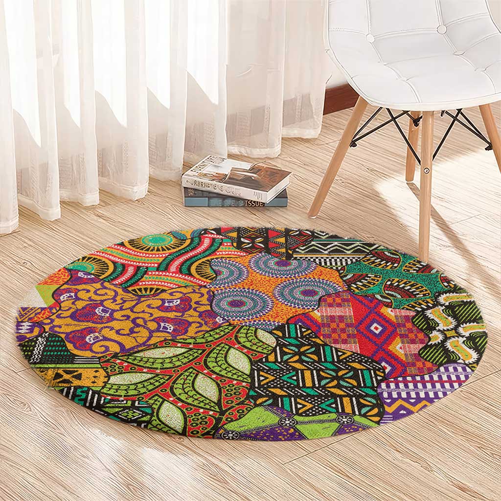 Traditional Ethnic African Vintage Motifs Round Carpet