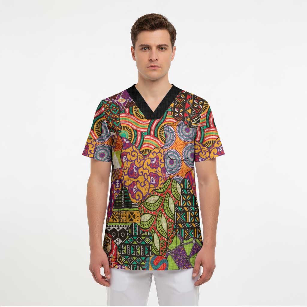 Traditional Ethnic African Vintage Motifs Scrub Top