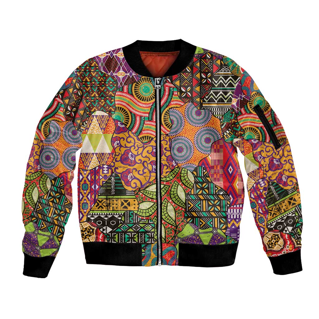 Traditional Ethnic African Vintage Motifs Sleeve Zip Bomber Jacket - Wonder Print Shop
