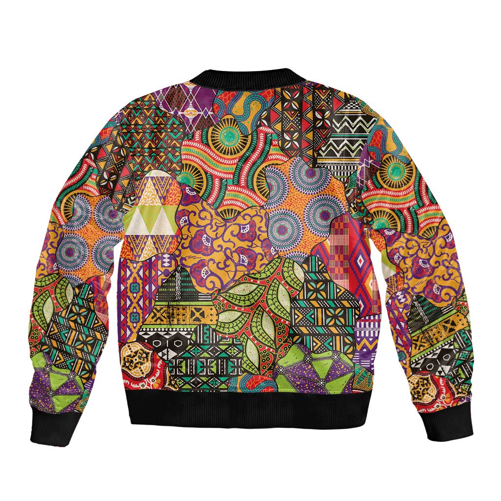 Traditional Ethnic African Vintage Motifs Sleeve Zip Bomber Jacket - Wonder Print Shop
