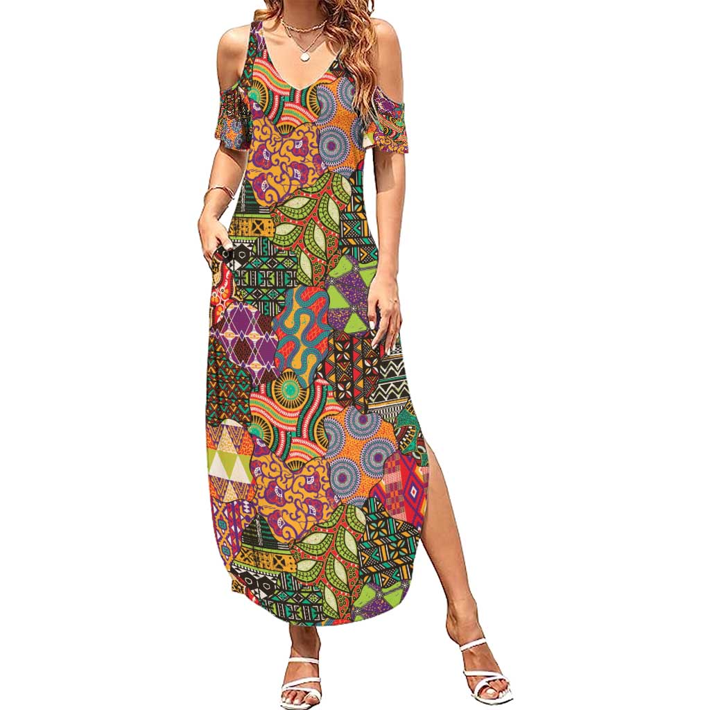 Traditional Ethnic African Vintage Motifs Summer Maxi Dress - Wonder Print Shop