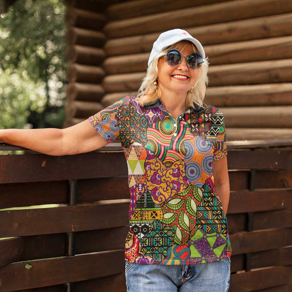 Traditional Ethnic African Vintage Motifs Women Polo Shirt - Wonder Print Shop